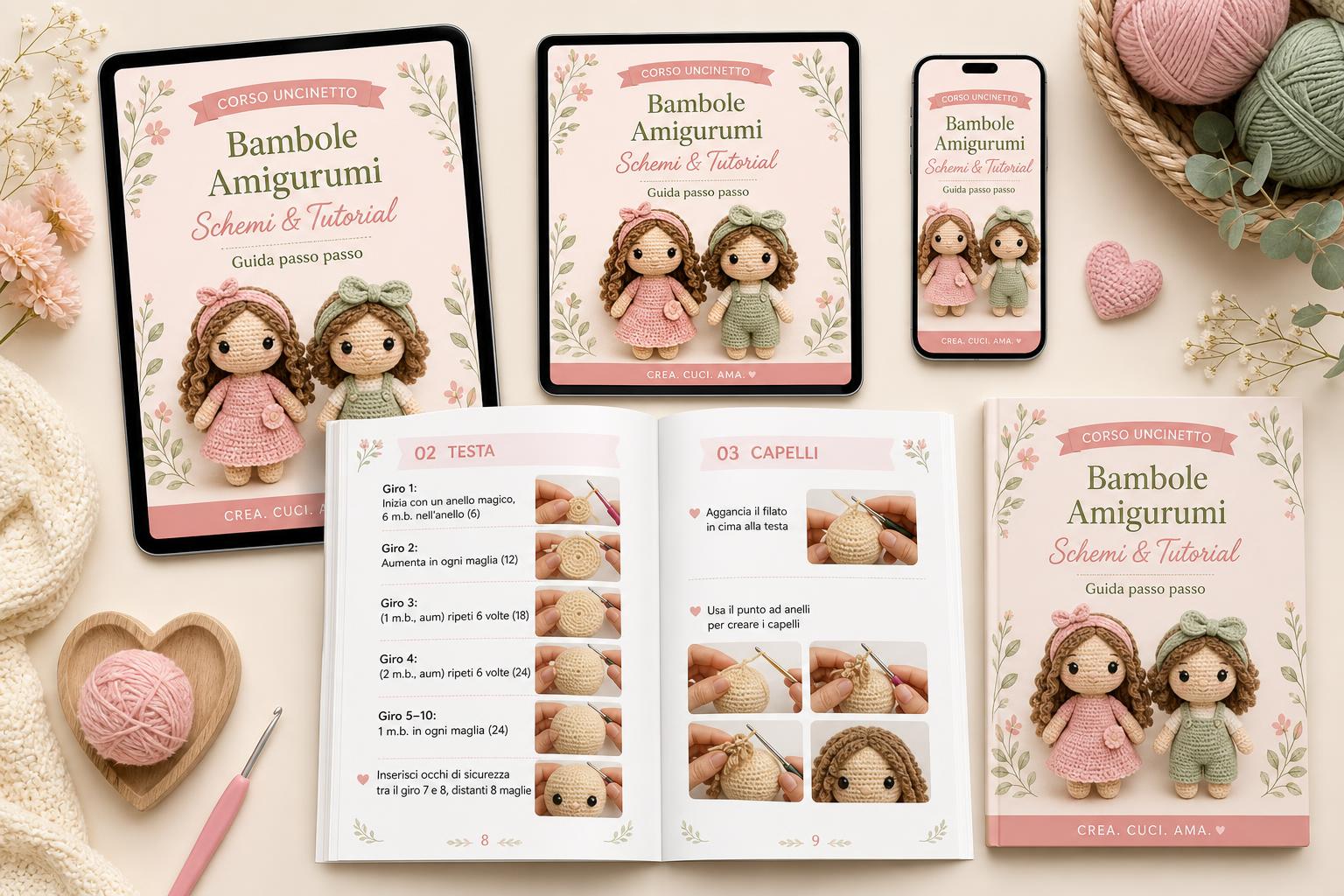 Mockup del pacchetto digitale Bambole Amigurumi